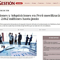 Fusiones y Adquisiciones en Per movilizarn US$ 2.062 millones hasta junio